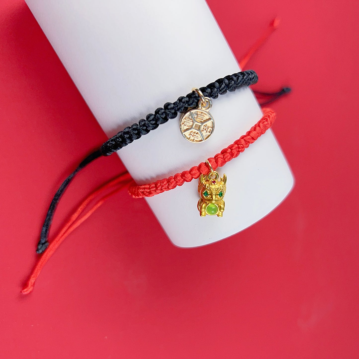 Chinoiserie Casual Dragon Alloy Polyester Copper Plating 14k Gold Plated Gold Plated Unisex Drawstring Bracelets