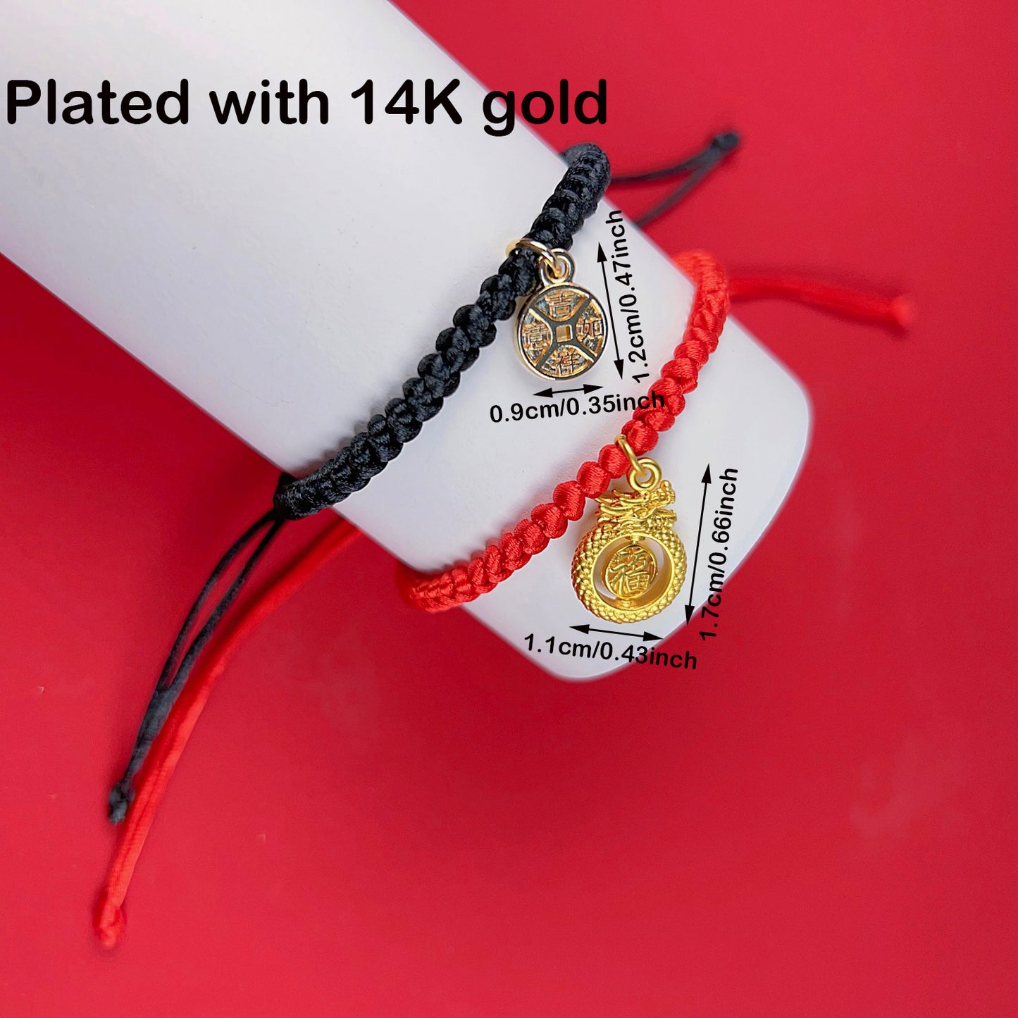 Chinoiserie Casual Dragon Alloy Polyester Copper Plating 14k Gold Plated Gold Plated Unisex Drawstring Bracelets