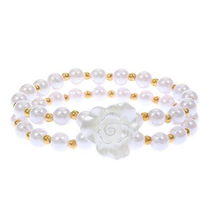 Simple Style Commute Heart Shape Artificial Pearl Alloy Beaded Inlay Zircon Women's Bracelets