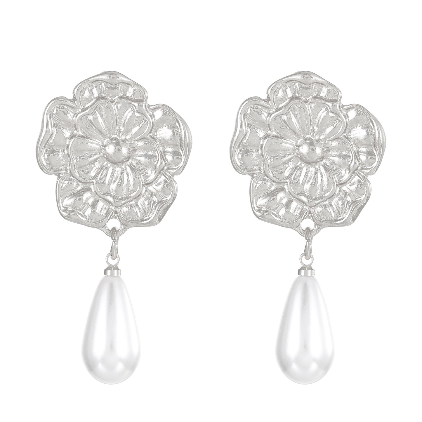 1 Pair Simple Style Classic Style Flower Alloy Drop Earrings