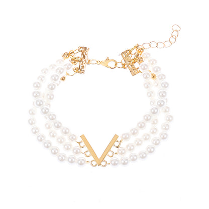 Simple Style Commute Heart Shape Artificial Pearl Alloy Beaded Inlay Zircon Women's Bracelets