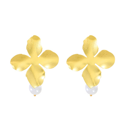 1 Pair Simple Style Classic Style Flower Alloy Drop Earrings