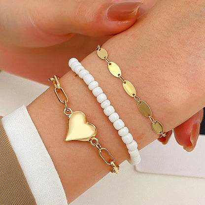 Simple Style Commute Heart Shape Alloy Inlay Zircon Women's Bangle