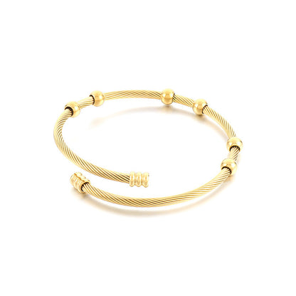 Simple Style Round Stainless Steel Plating Bangle