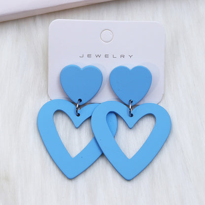 1 Pair Lady Heart Shape Spray Paint Arylic Drop Earrings