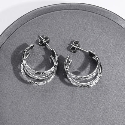 1 Pair Simple Style Classic Style C Shape Polishing Stainless Steel Ear Studs