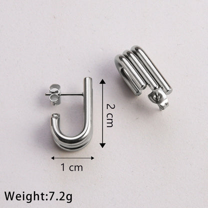 1 Pair Casual Classic Style Commute U Shape Plating Stainless Steel Silver Plated Earrings