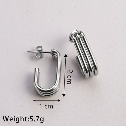 1 Pair Casual Classic Style Commute U Shape Plating Stainless Steel Silver Plated Earrings