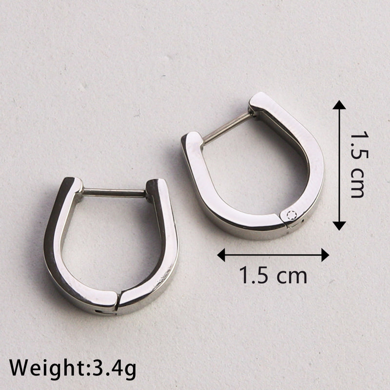 1 Pair Casual Classic Style Commute U Shape Square Heart Shape Plating Stainless Steel Silver Plated Earrings