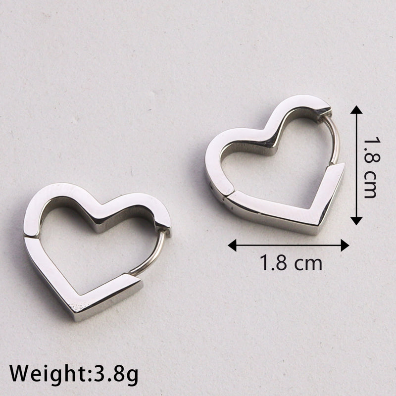 1 Pair Casual Classic Style Commute U Shape Square Heart Shape Plating Stainless Steel Silver Plated Earrings