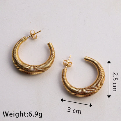 1 Pair Casual Classic Style Commute U Shape Geometric Solid Color Plating Stainless Steel Gold Plated Earrings