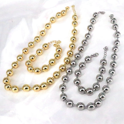 Streetwear Round Copper Plating Copper Bracelets Necklace