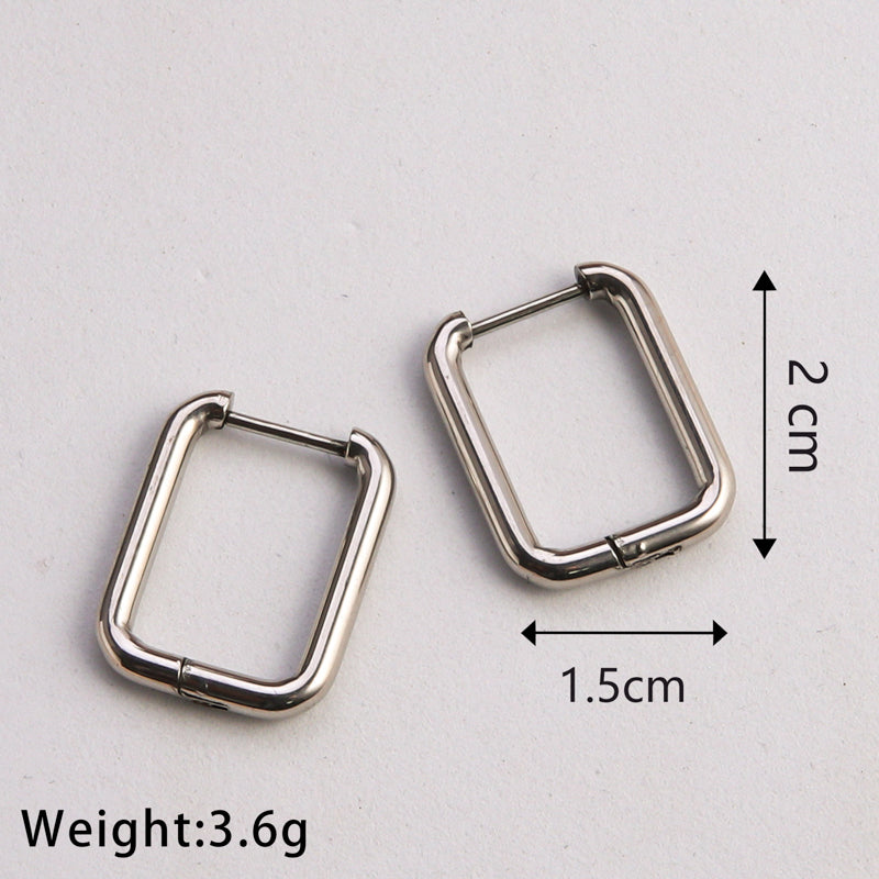 1 Pair Casual Classic Style Commute U Shape Square Heart Shape Plating Stainless Steel Silver Plated Earrings