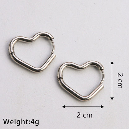 1 Pair Casual Classic Style Commute U Shape Square Heart Shape Plating Stainless Steel Silver Plated Earrings