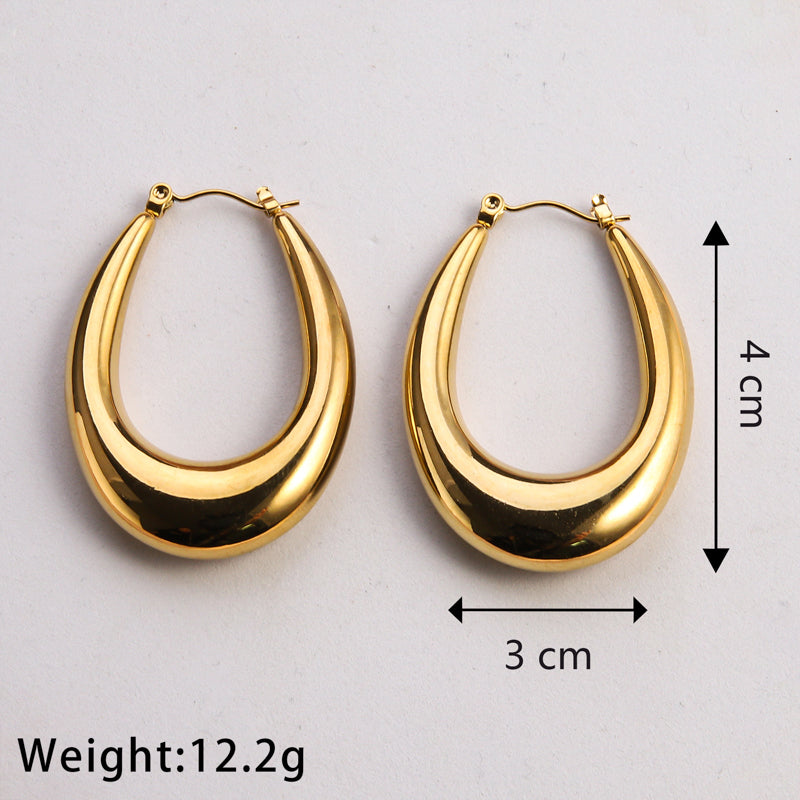 1 Pair Casual Classic Style Commute U Shape Geometric Grain Plating Stainless Steel Gold Plated Earrings