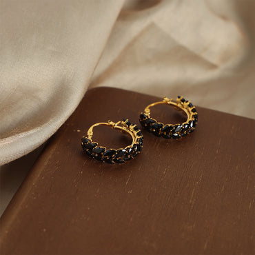 1 Pair Elegant Simple Style Geometric Plating Inlay Titanium Steel Zircon 18k Gold Plated Earrings