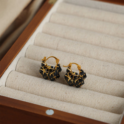 1 Pair Elegant Simple Style Geometric Plating Inlay Titanium Steel Zircon 18k Gold Plated Earrings