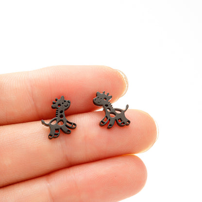 1 Pair Cute Giraffe Plating Stainless Steel 18k Gold Plated Ear Studs