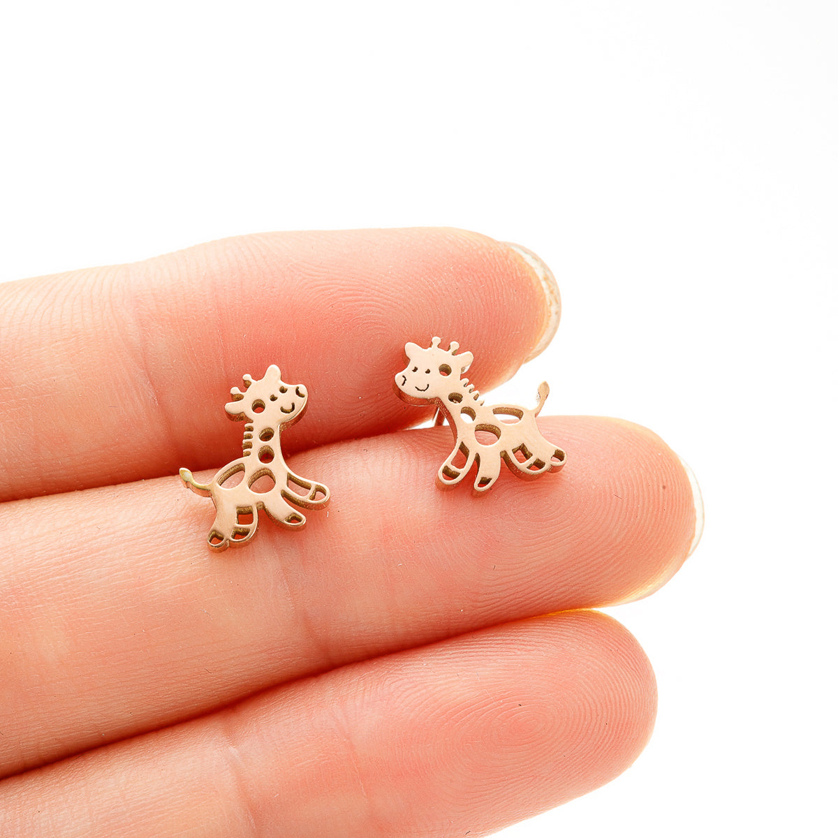 1 Pair Cute Giraffe Plating Stainless Steel 18k Gold Plated Ear Studs