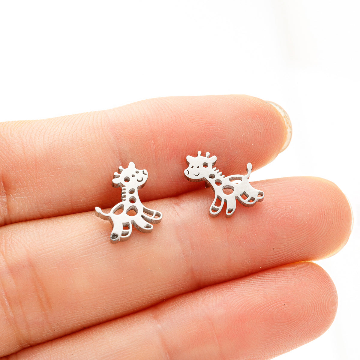 1 Pair Cute Giraffe Plating Stainless Steel 18k Gold Plated Ear Studs