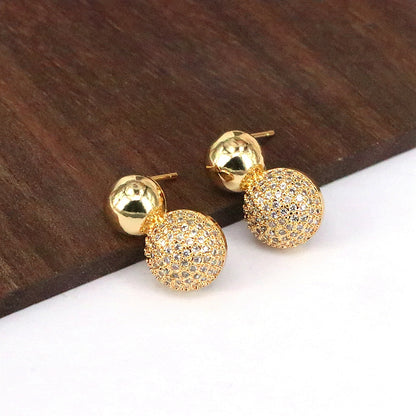 1 Pair Elegant Glam Round Plating Inlay Copper Artificial Pearls Rhinestones 18k Gold Plated Silver Plated Ear Studs