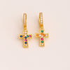 1 Pair Simple Style Cross Plating Inlay Copper Zircon 18k Gold Plated Drop Earrings