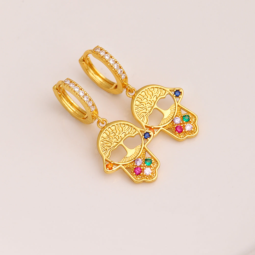 1 Pair Simple Style Cross Plating Inlay Copper Zircon 18k Gold Plated Drop Earrings