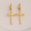 1 Pair Simple Style Cross Plating Inlay Copper Zircon 18k Gold Plated Drop Earrings