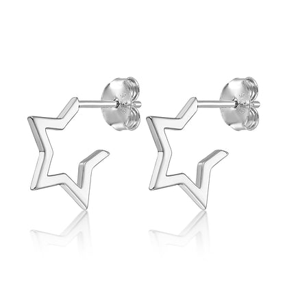 1 Pair Simple Style Pentagram Plating Sterling Silver 18k Gold Plated White Gold Plated Ear Studs