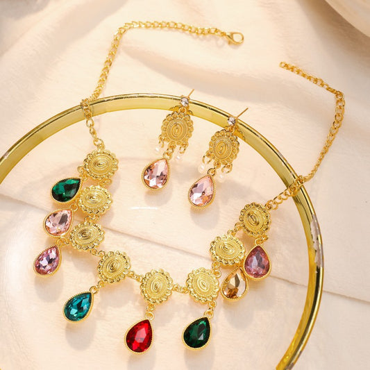 Exaggerated Shiny Water Droplets Flower Alloy Plating Inlay Rhinestones Pearl Women's Jewelry Set