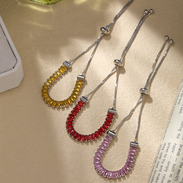 Ig Style Simple Style Rectangle Copper Plating Chain Inlay Zircon Bracelets Drawstring Bracelets