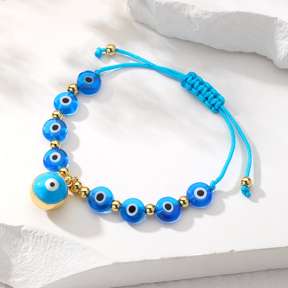 Ethnic Style Bohemian Devil's Eye Resin Copper Beaded Plating Bracelets