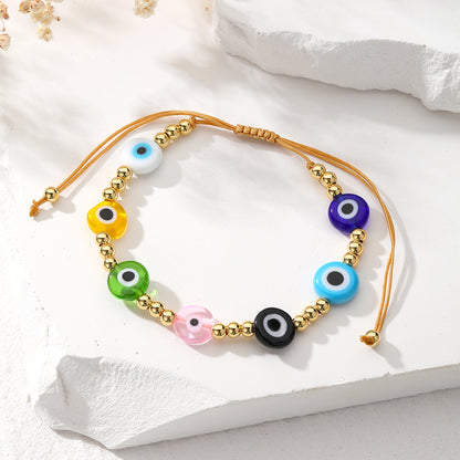 Ethnic Style Bohemian Devil's Eye Resin Copper Beaded Plating Bracelets