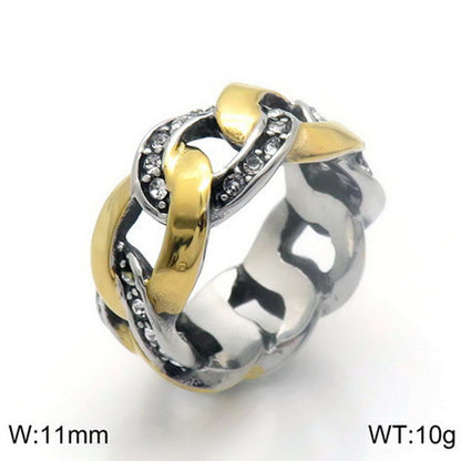 Wholesale Jewelry IG Style Retro Geometric Titanium Steel Rhinestones 18K Gold Plated Plating Inlay Rings