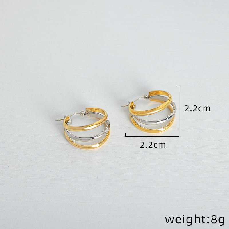 1 Pair Ig Style Simple Style Solid Color Plating Inlay Titanium Steel Pearl 18k Gold Plated Earrings