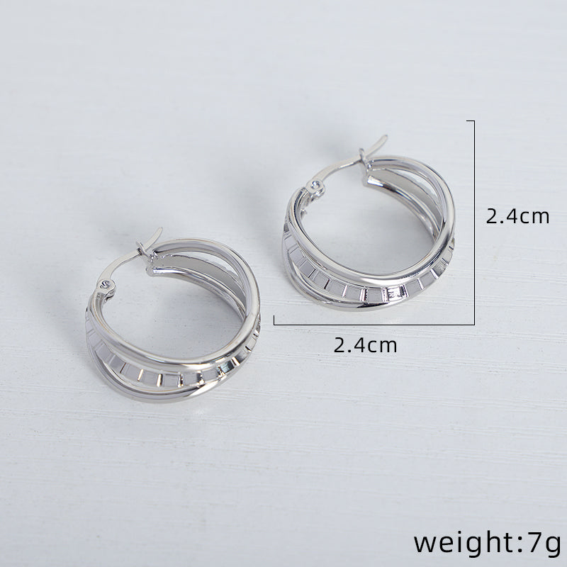 1 Pair Ig Style Simple Style Solid Color Plating Inlay Titanium Steel Pearl 18k Gold Plated Earrings