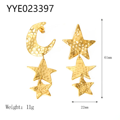 Ig Style Nordic Style African Style Star Moon Stainless Steel Polishing Plating Metal 18k Gold Plated Pendant Necklace