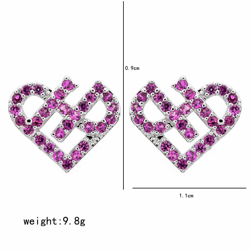 1 Pair Sweet Simple Style Heart Shape Plating Inlay Copper Zircon White Gold Plated Ear Studs