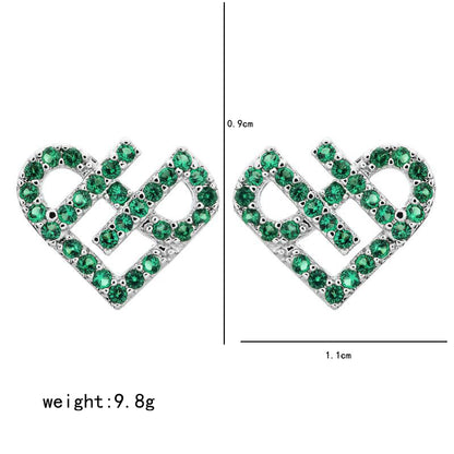 1 Pair Sweet Simple Style Heart Shape Plating Inlay Copper Zircon White Gold Plated Ear Studs