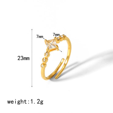 Retro Circle Stainless Steel Polishing Plating Inlay Zircon 18k Gold Plated Rings