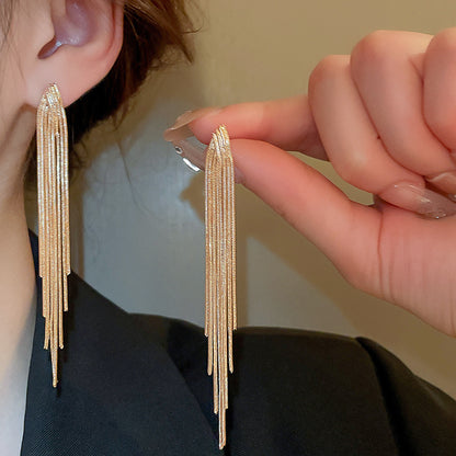 1 Pair Elegant Luxurious Solid Color Tassel Alloy Drop Earrings