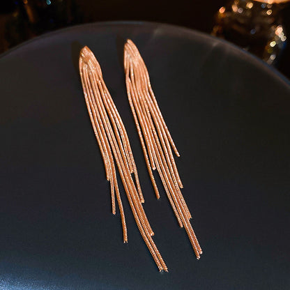 1 Pair Elegant Luxurious Solid Color Tassel Alloy Drop Earrings