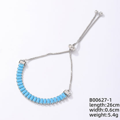 Ig Style Simple Style Rectangle Copper Plating Chain Inlay Zircon Bracelets Drawstring Bracelets