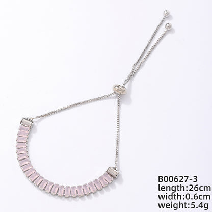 Ig Style Simple Style Rectangle Copper Plating Chain Inlay Zircon Bracelets Drawstring Bracelets