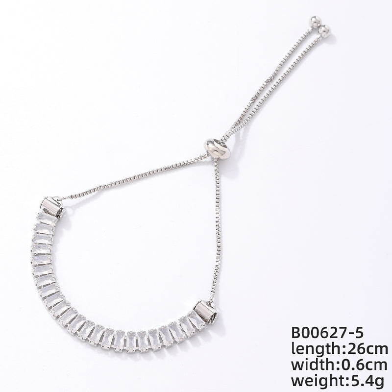 Ig Style Simple Style Rectangle Copper Plating Chain Inlay Zircon Bracelets Drawstring Bracelets