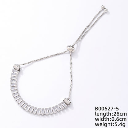 Ig Style Simple Style Rectangle Copper Plating Chain Inlay Zircon Bracelets Drawstring Bracelets