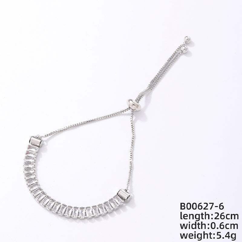 Ig Style Simple Style Rectangle Copper Plating Chain Inlay Zircon Bracelets Drawstring Bracelets