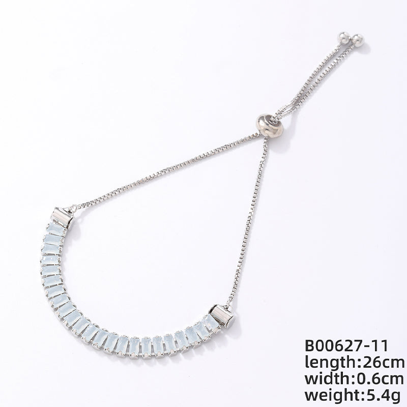 Ig Style Simple Style Rectangle Copper Plating Chain Inlay Zircon Bracelets Drawstring Bracelets