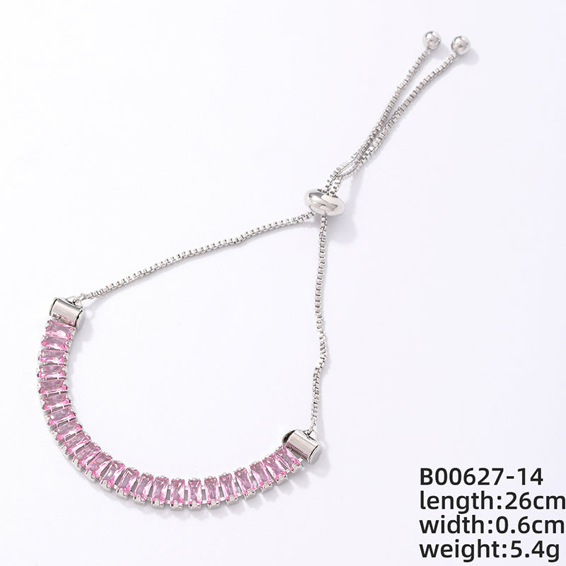 Ig Style Simple Style Rectangle Copper Plating Chain Inlay Zircon Bracelets Drawstring Bracelets