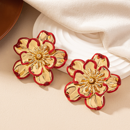 1 Pair French Style Commute Korean Style Flower Stoving Varnish Plating Alloy Ear Studs